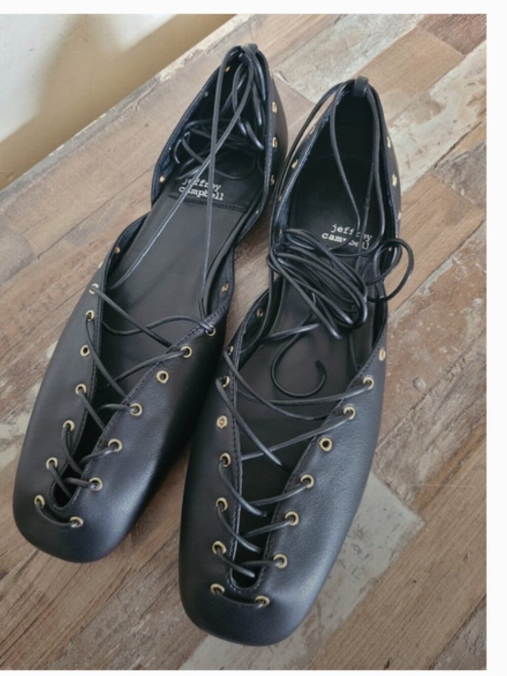 Free People Jeffrey Campbell ballet flat corset lace-up black shoes size 8 - Picture 11 of 11
